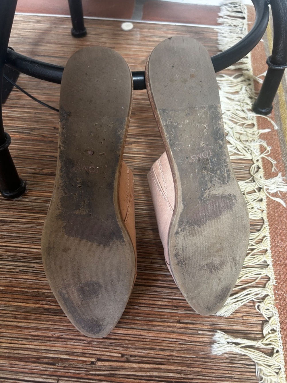 toms jutti mule leather slides blush nude pointed toe flats size 8 - Picture 4 of 6